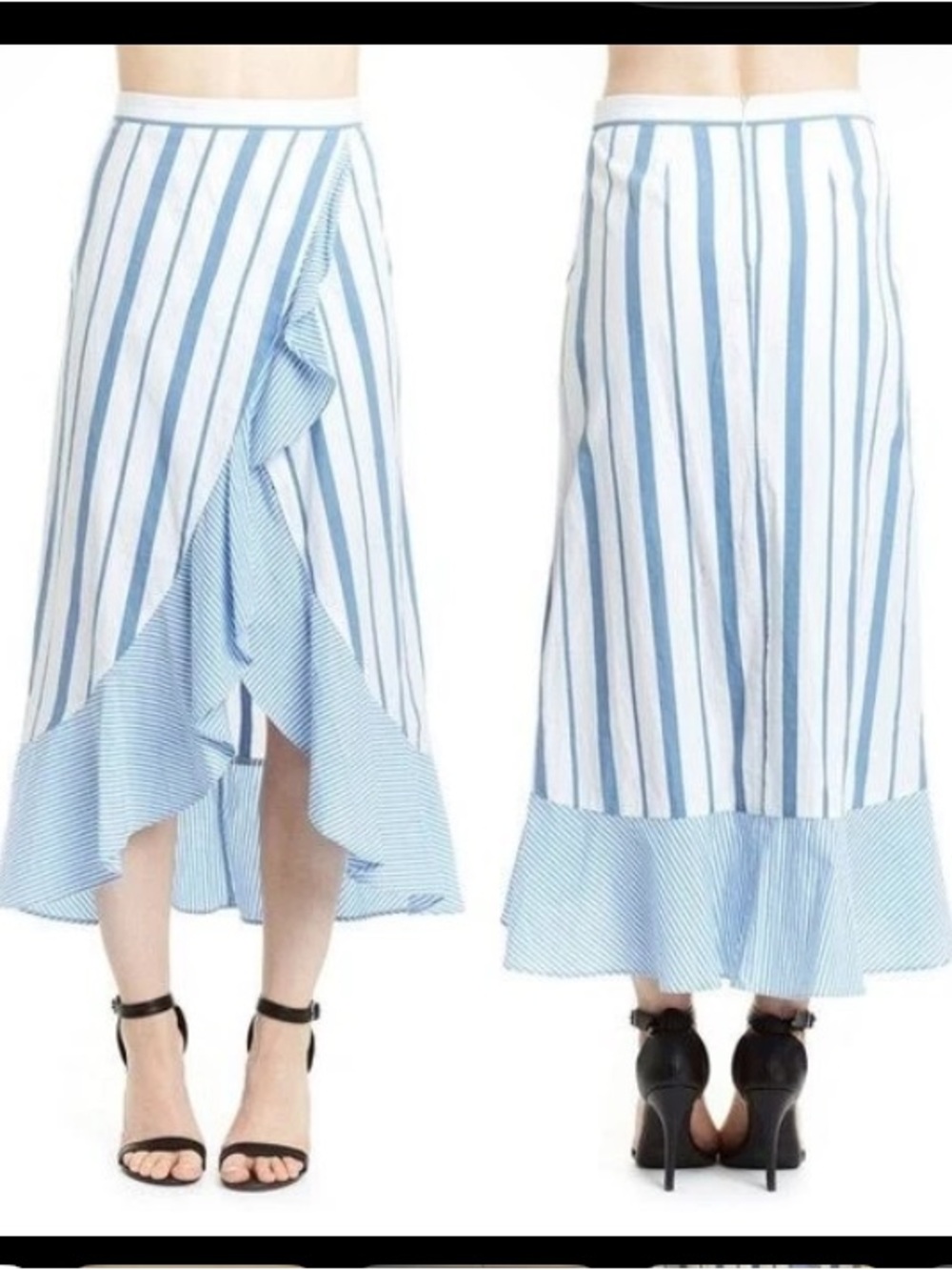 Romeo & Juliet M Midi Skirt Faux Wrap Asymmetrical Hem Ruffled Romantic Date